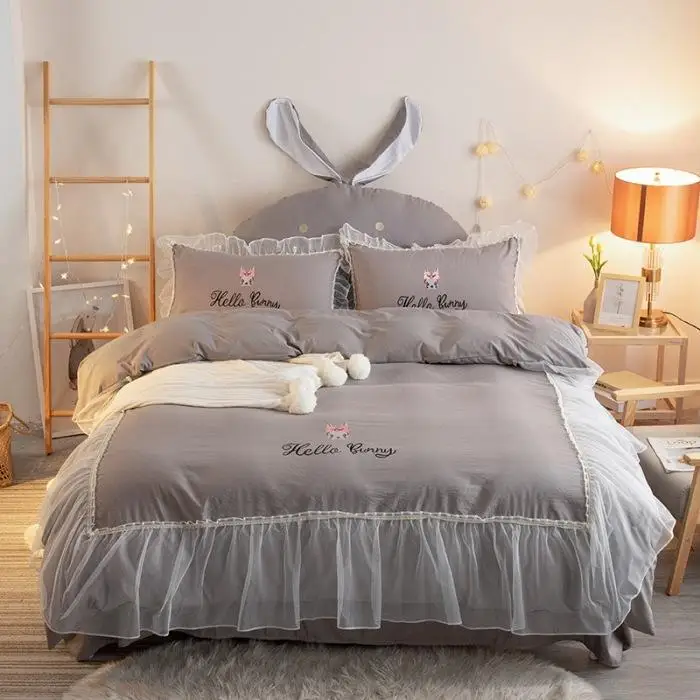 

Simple Style Home Bedding Sets Bed Linen Duvet Cover Flat Sheet Bedding Set King Size Single Bed