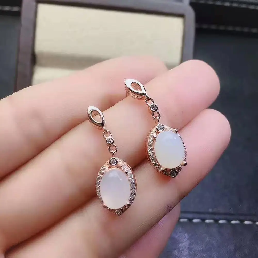 Ожерелье и серьги из серебра 925 пробы с нефритом | Украшения аксессуары