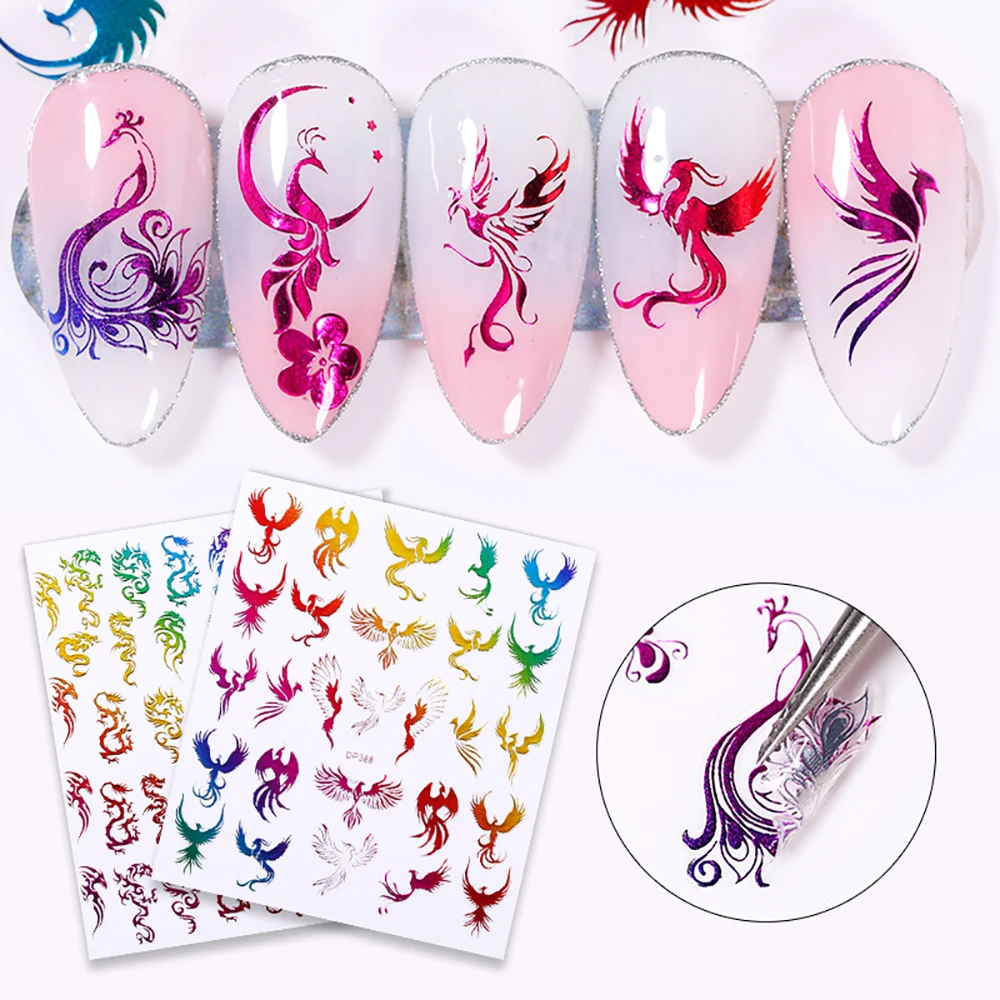 1 шт. стикеры 3D на ногти Nail Art Золотой Бронзовый Дракон переводные наклейки