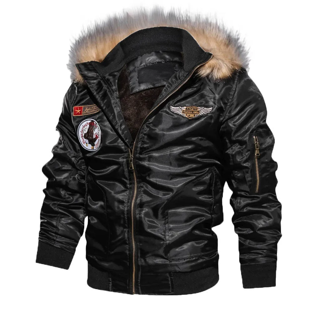 Black New Men's Coat Autumn Winter Casual Long Sleeve Solid Hooded Zipper Jacket Top Blouse overcoat Causal Mens Jackets Coat Fashion - Color: Black