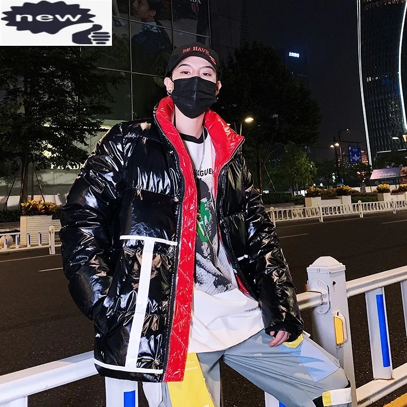 

Хай-стрит свободный крой мужские яркие пальто зима в стиле «хип-хоп», толстое пальто Теплая Парка мужская верхняя одежда 2021 с воротником-стойкой, защита от ветра