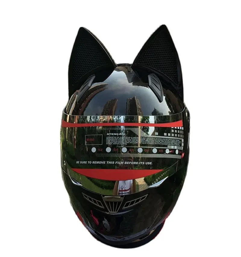 Крутой Полнолицевой нитринос Милая Черная кошка мотоциклетный шлем Four Seasons