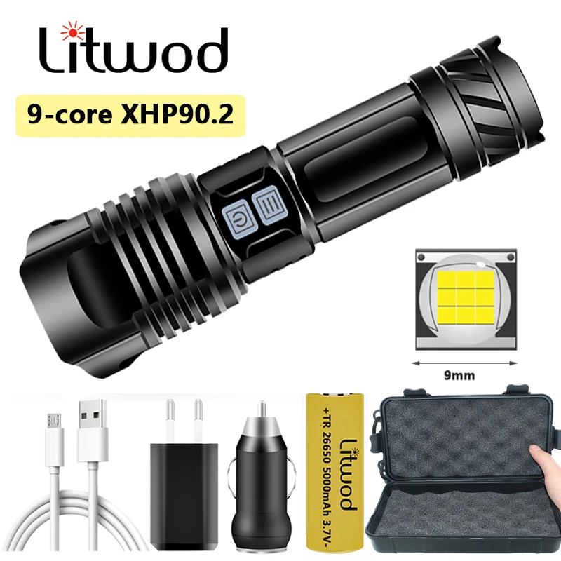 XHP90.2 Высокое качество Мощный тактический светодиодный фонарик XHP70.2