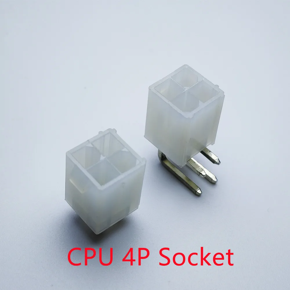 

50PCS/1LOT 5557 4.2mm White 4P 4PIN Female Socket Straight/Curved Needle For PC Computer ATX CPU Power Connector