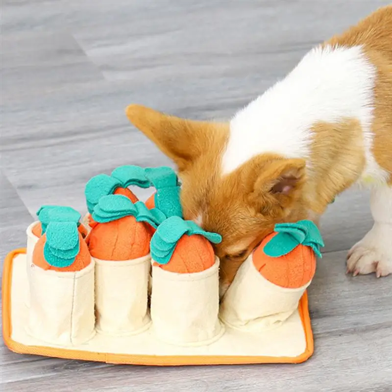

Pull Carrot Game Puzzle Dog Toy Slow Food Training Plaything Pet Dog Puppy Toys(Yellow Orange)