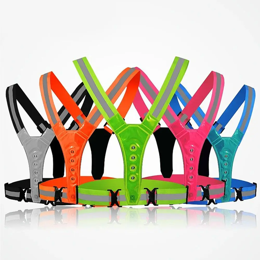 

Safety Running Security Highlight Warning Clothing Safety Jacket Reflective Straps LED Reflective Vest