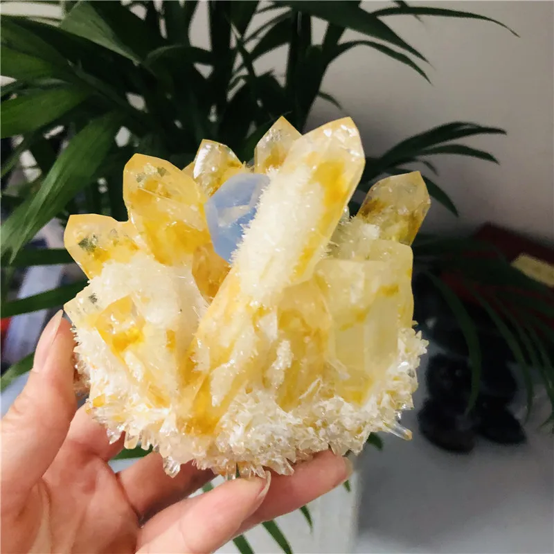 

Природный призрак фантомный кварцевый кристалл кластер камни и кристаллы минерал рейки исцеляющий образец домашняя Декорация