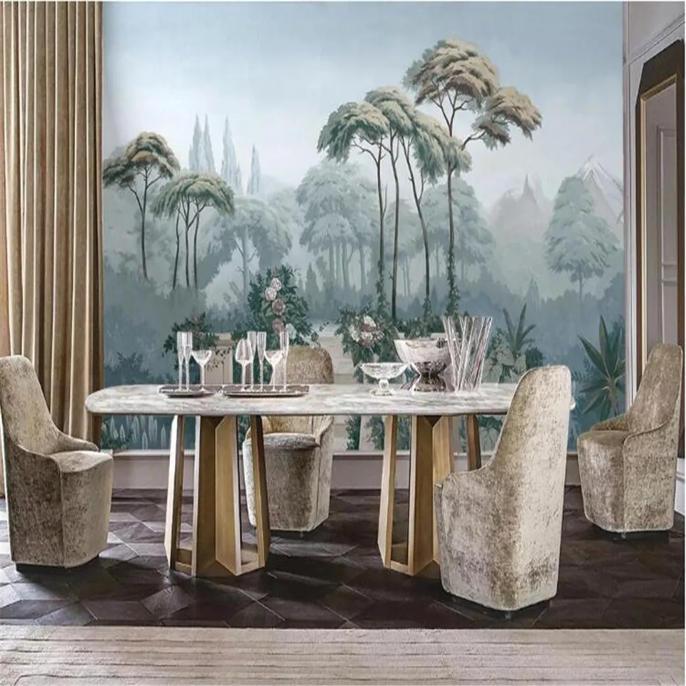Milofi средневековая ручная роспись тропические джунгли листья фон украшение стены