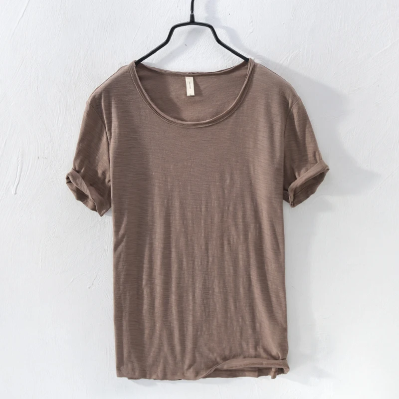 

Summer Pure Cotton T-shirt For Men O-Neck Solid Color Casual Thin T Shirt Basic Tees Plus Size Male Short Sleeve Tops Clothing