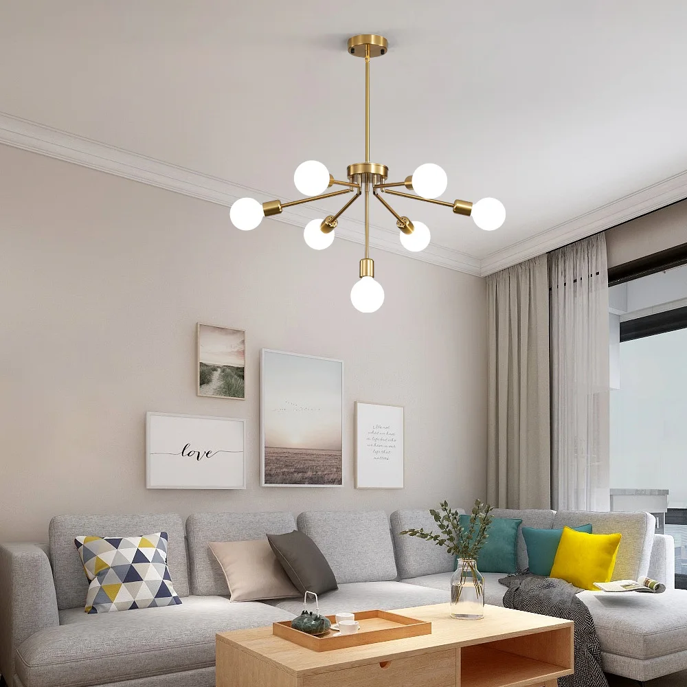JMZM-lámpara colgante de cobre para interiores, luz LED giratoria dorada para sala de estar, Bar, restaurante, lámpara de cocina
