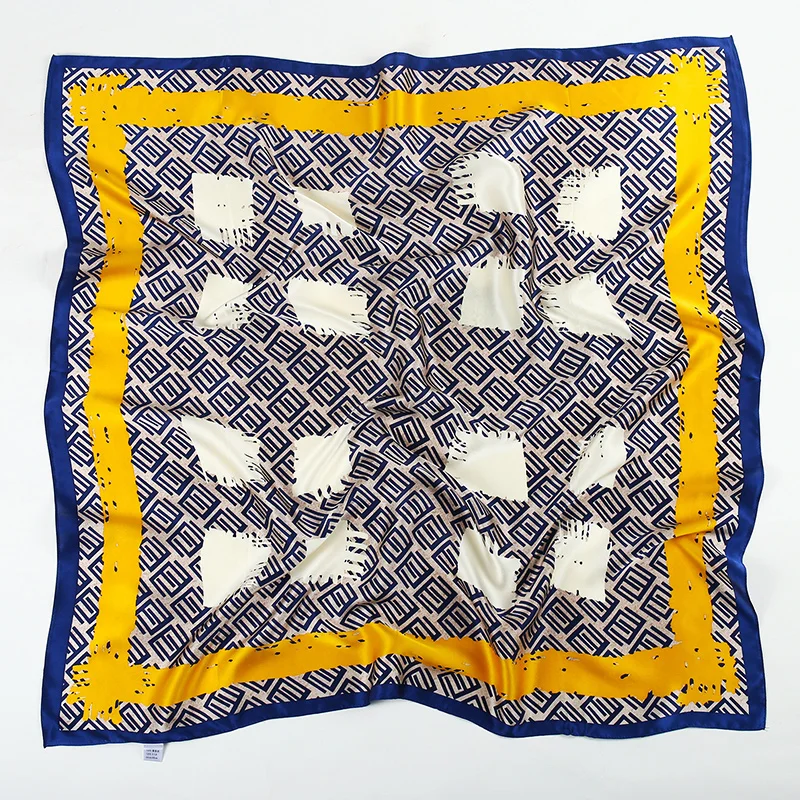 

Большой шейный платок, женский квадратный платок из натурального шелка, бандана из 100% чистого шелка с принтом, роскошный брендовый модный ш...