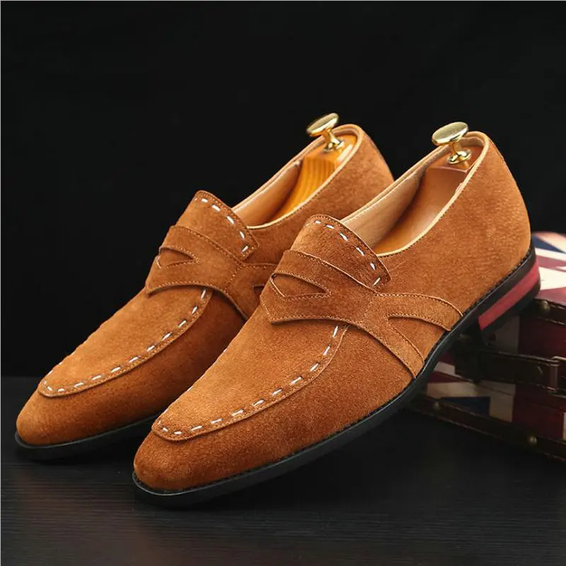 Men Flat Black suede ShoeS loafers Driving slip on Shoes Man Dress BIG SIZE 48 Casual flats shoes A57-37 | Обувь