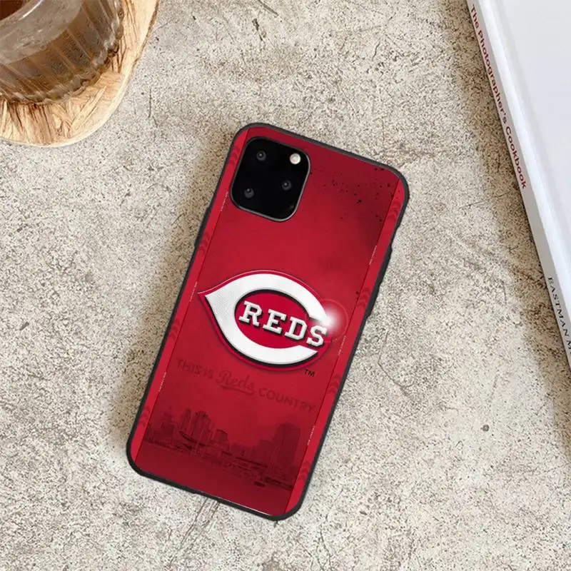 

Cincinnati Reds Black TPU Phone Case For Iphone 6 6s 7 8 Plus XR X XS XSmax 11 12 Pro Mini Max