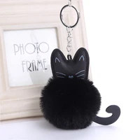 new cute fluffy cartoon cat fur ball key chain women pompom car keychain trendy key ring holder bag backpack pendant accessories