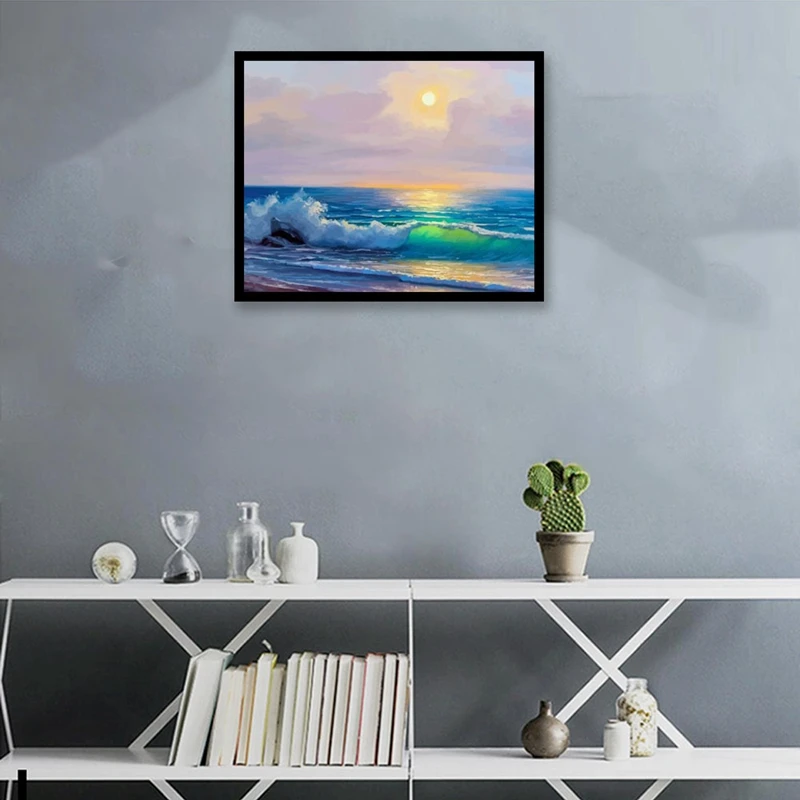 

Painting By Numbers Seascape Drawing By Numbers Diy Frameless Home Decor Digital Painting on Canvas