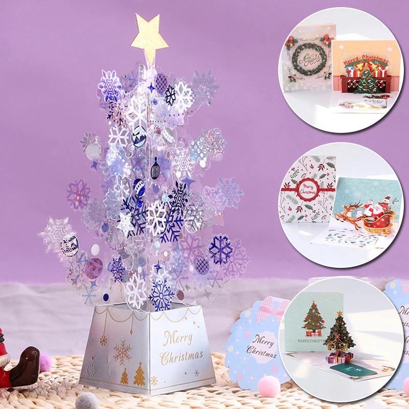 Открытки с Санта-Клаусом оленем Рождественская открытка 3D Рождественские