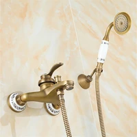 new high quality total brass europe style bronze finished bathroom shower faucet setbathtub faucet set with ceramic base