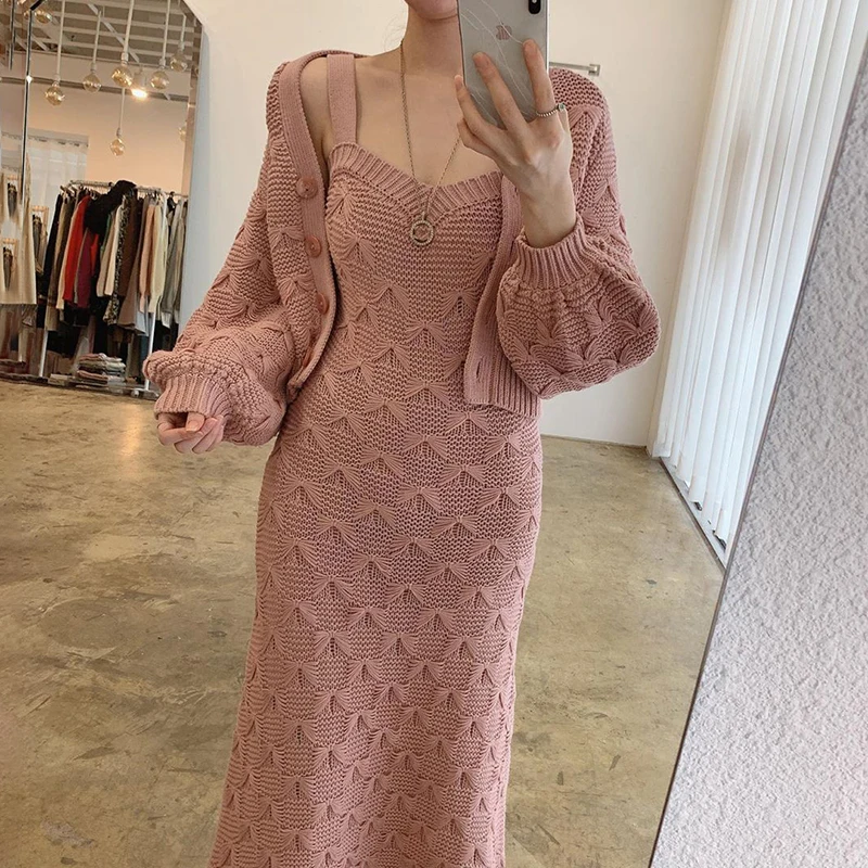 Женское длинное вязаное платье-свитер макси розовое ТРАПЕЦИЕВИДНОЕ ПЛАТЬЕ с