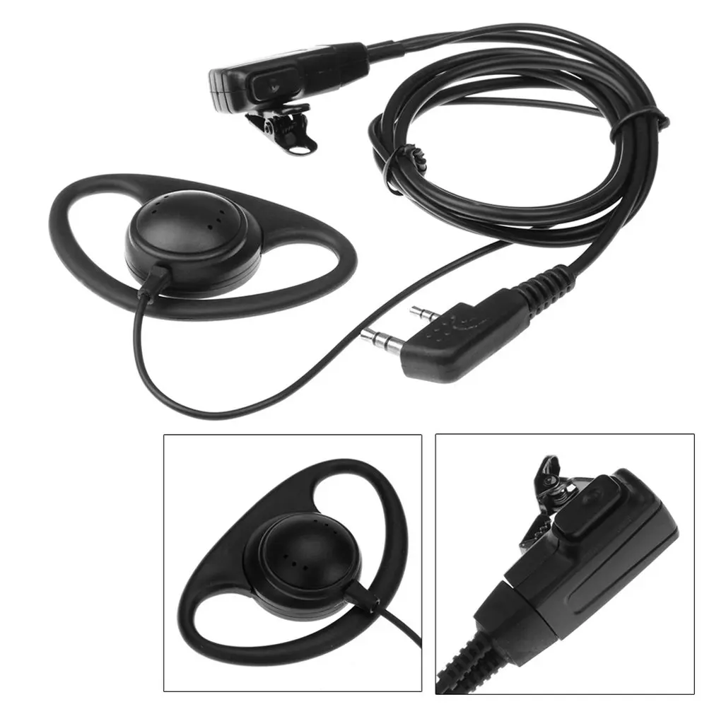 2 контактный D образный наушник гарнитура микрофон PTT наушники для Baofeng Kenwood