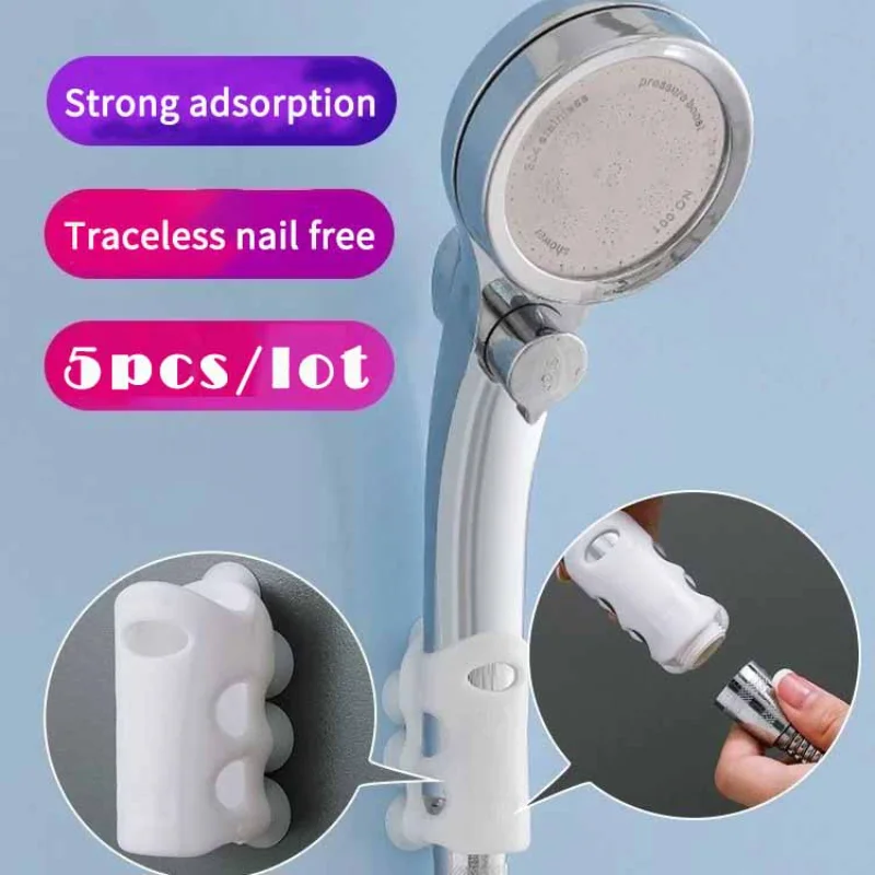 

5pcs Removable Silicone Shower Head Holder Bracket Suction Cup Handheld Household Bathroom Tool Shower Mounting Brackets Racks