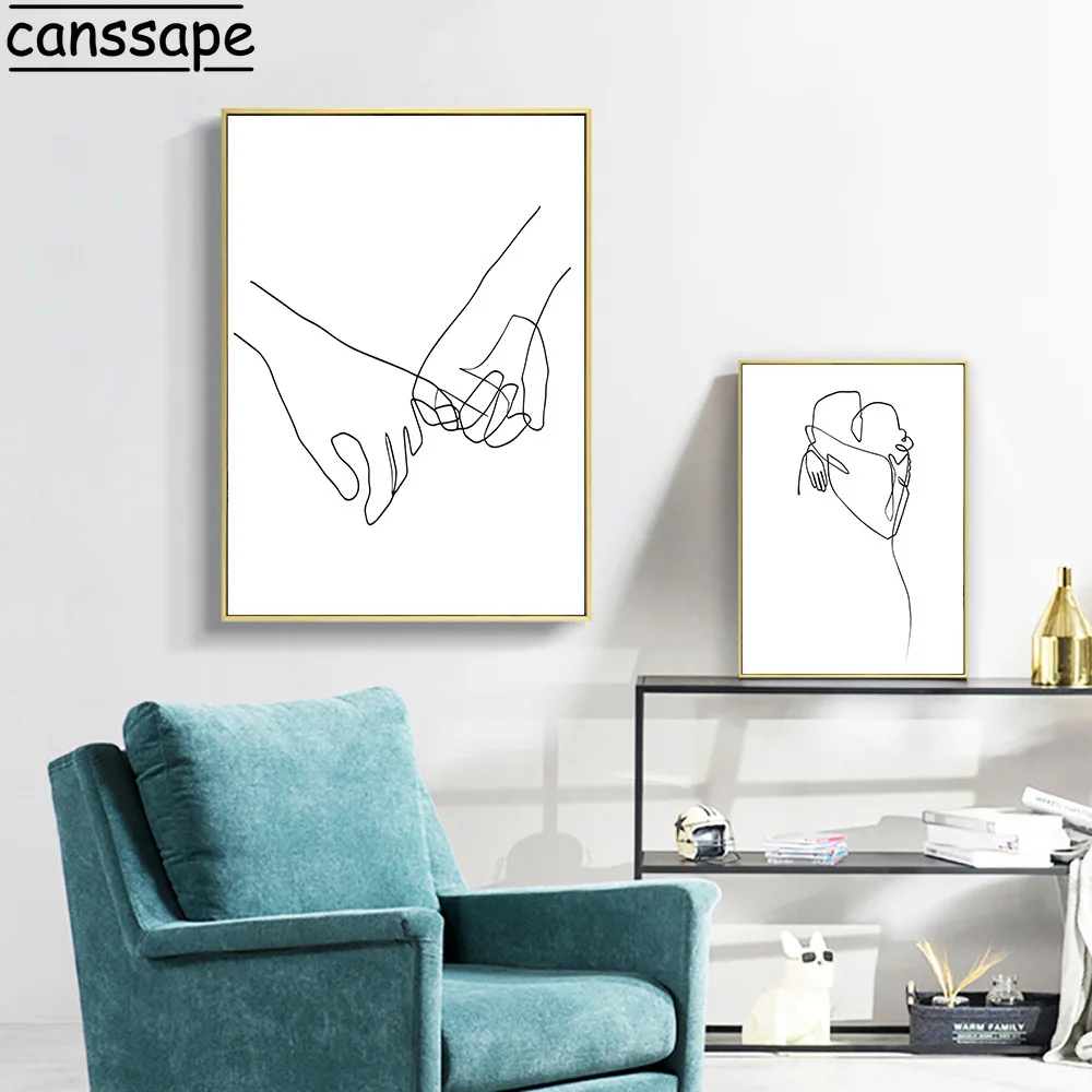 Фотофон с изображением влюбленных пар Холщовый постер Держи руки Однолинейный