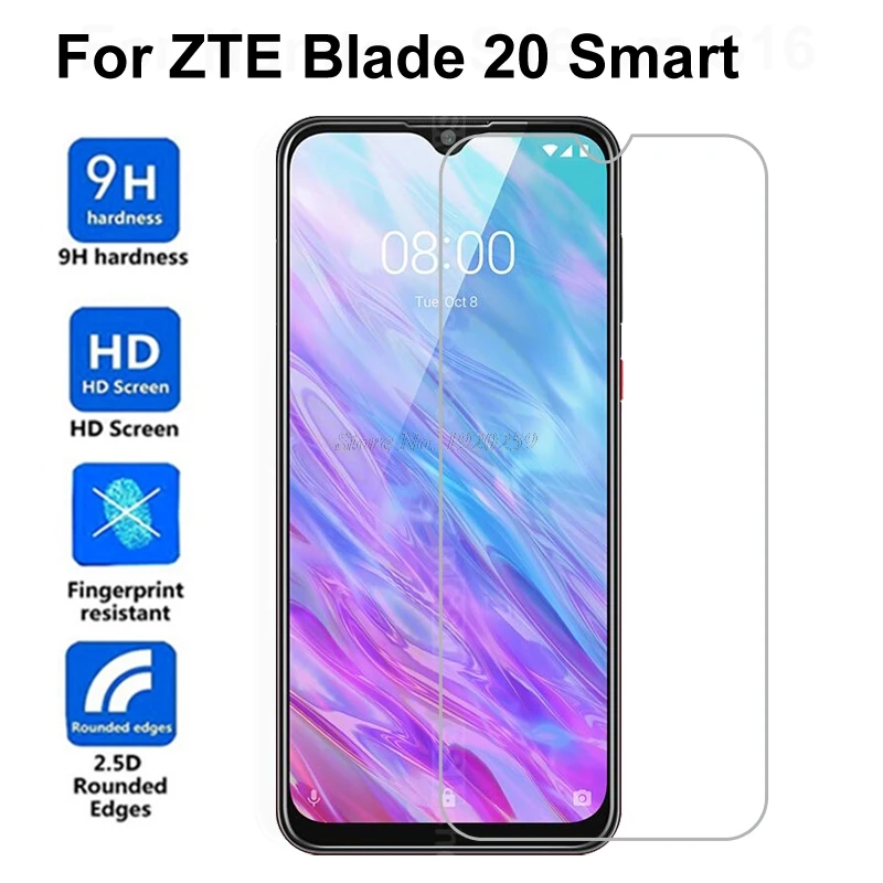 2 шт закаленное стекло для zte Blade 20 smart 9H Высококачественная Защитная прозрачная пленка для экрана для Blade 20 V1050 пленка