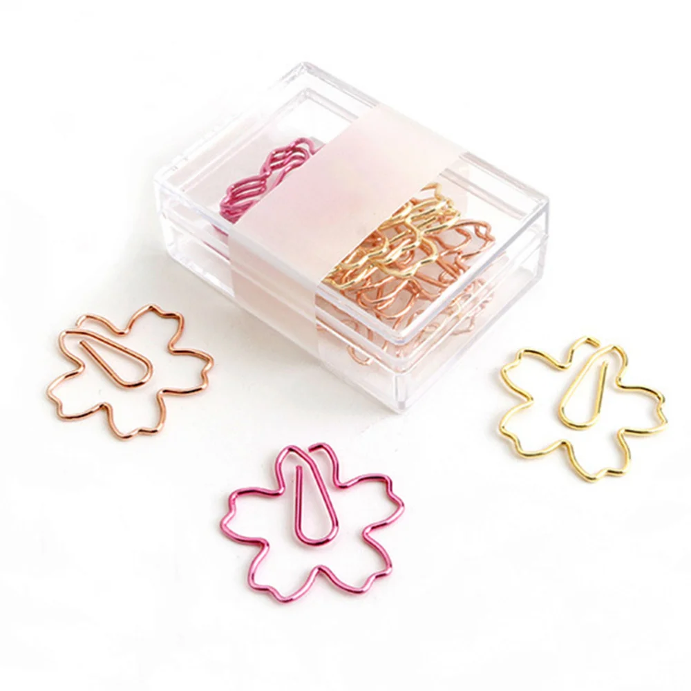 

12PCS Per Set Sakura Shape Paper Clip Creative Colorful Paper Clip Set Mixed Color
