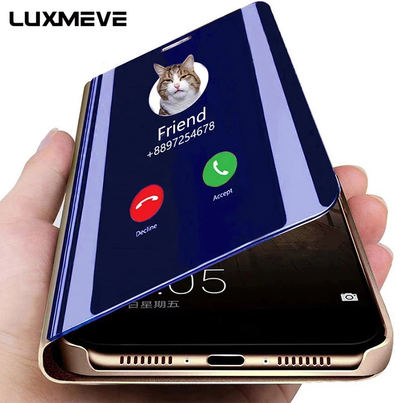 Умный зеркальный Чехол-книжка для Huawei P40 P30 P20 Pro Honor 20 10 9 Lite 9X 9A 9S 9C 8A 8X Nova 5T P Smart Z Y9 Prime