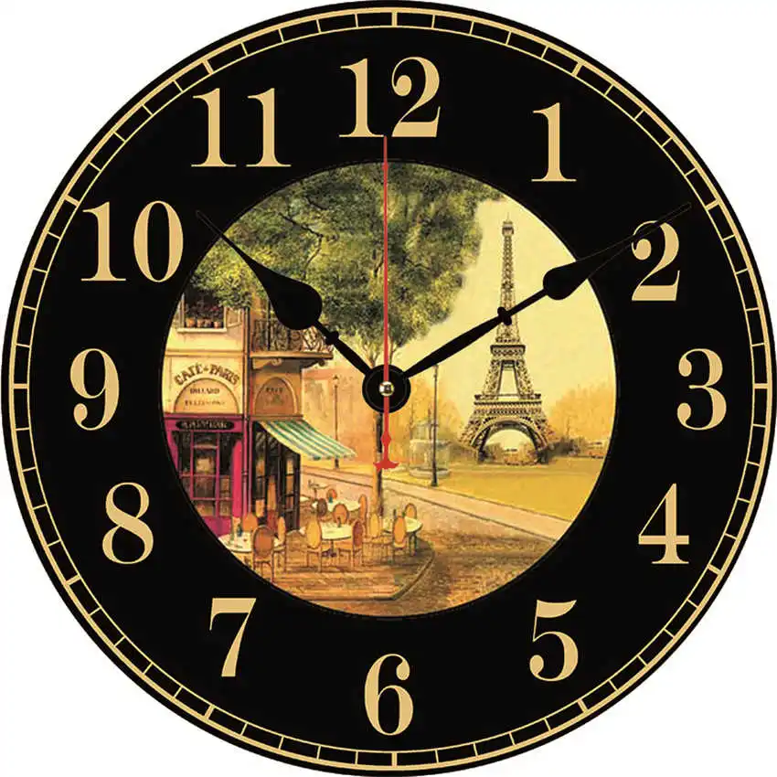 Tower Clock I Парижская башня настенные часы, настенные часы Бесшумный ход, круглые Настенные часы, потертые ретро дома для декора кухни, duvar saati - Цвет: Tower Clock I
