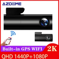 azdome bn03 mini hidden qhd 1440p car dash cam front rear camera dvr detector with wifi gps video recorder 24h parking monitor