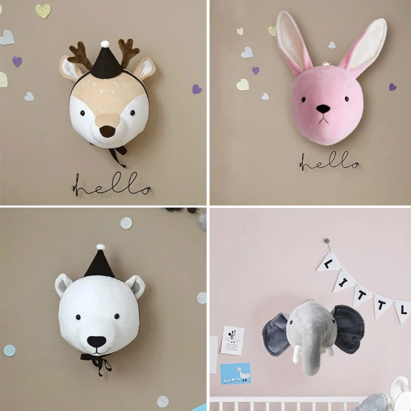

Kids Room Decoration 3D Animal Heads Wall Hanging Decor For Children Room Nursery Room Decoration Soft Install