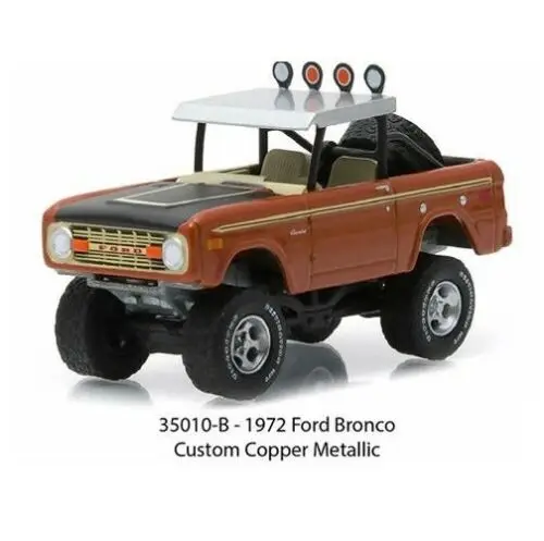 Зеленый свет 1: 64 1972 FORD BRONCO с пользовательской крышей сплав игрушки для детей