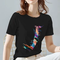 basic women letter t shirt casual commuting trend black 26 paint j letter round neck printing initial name comfortable clothing