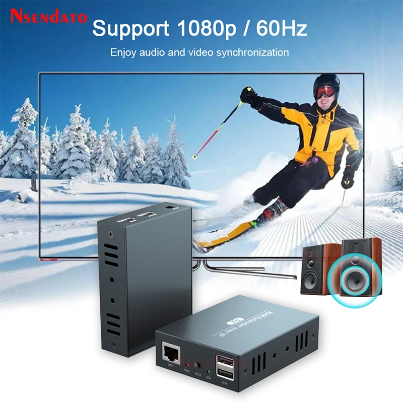 HD KVM USB удлинитель 60 Гц 200 м через RJ45 IP сеть Ethernet Переключатель CAT5 6 по UTP STP для