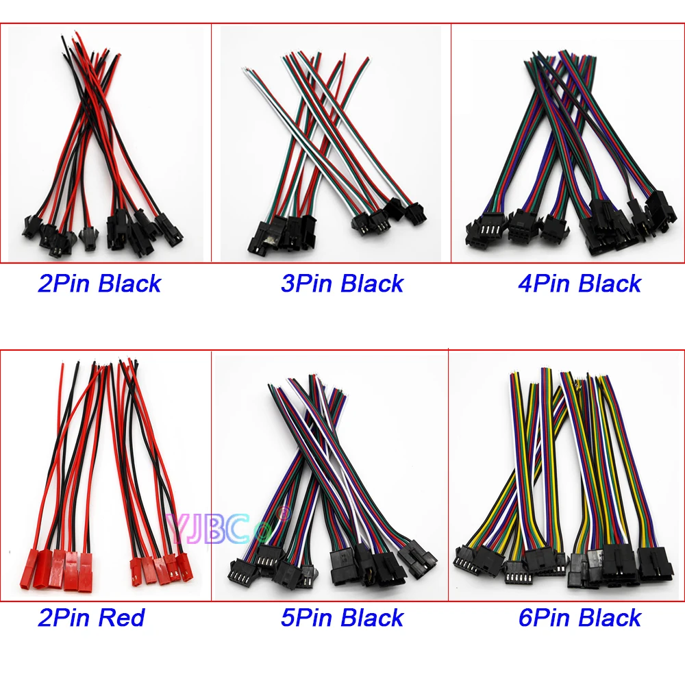 

5/50/100 pairs 2pin 3pin 4pin 5pin 6pin JST LED Connectors SM Male And Female Single color RGB CCT RGBW RGBWW LED Strip light