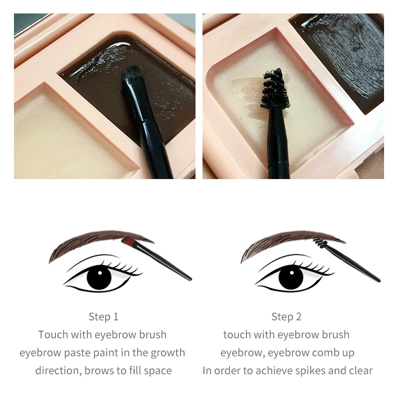 Двухцветные усилители для бровей водостойкие стильные Bushy Brows гель мыло стойкий