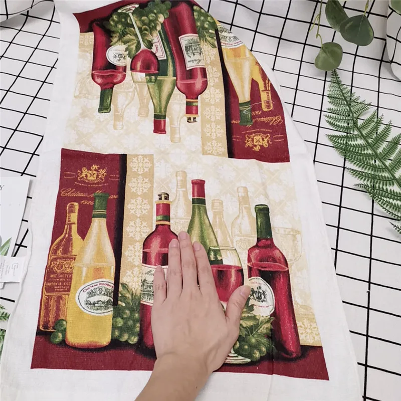 1Pc 38x63cm Colorful Flower Printed Cotton Tea Towel Kitchen Dishcloth Water Absorption Household Cleaning Cloth |