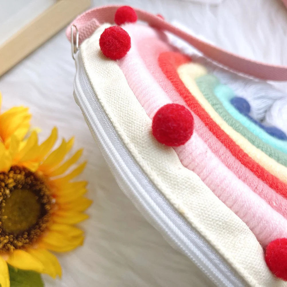 

Wall Hanging Decor Crossbody Bag Kid Girl Children Shoulder Handbag Adjustable Strap Holiday Travel Rainbow Pocket Pack