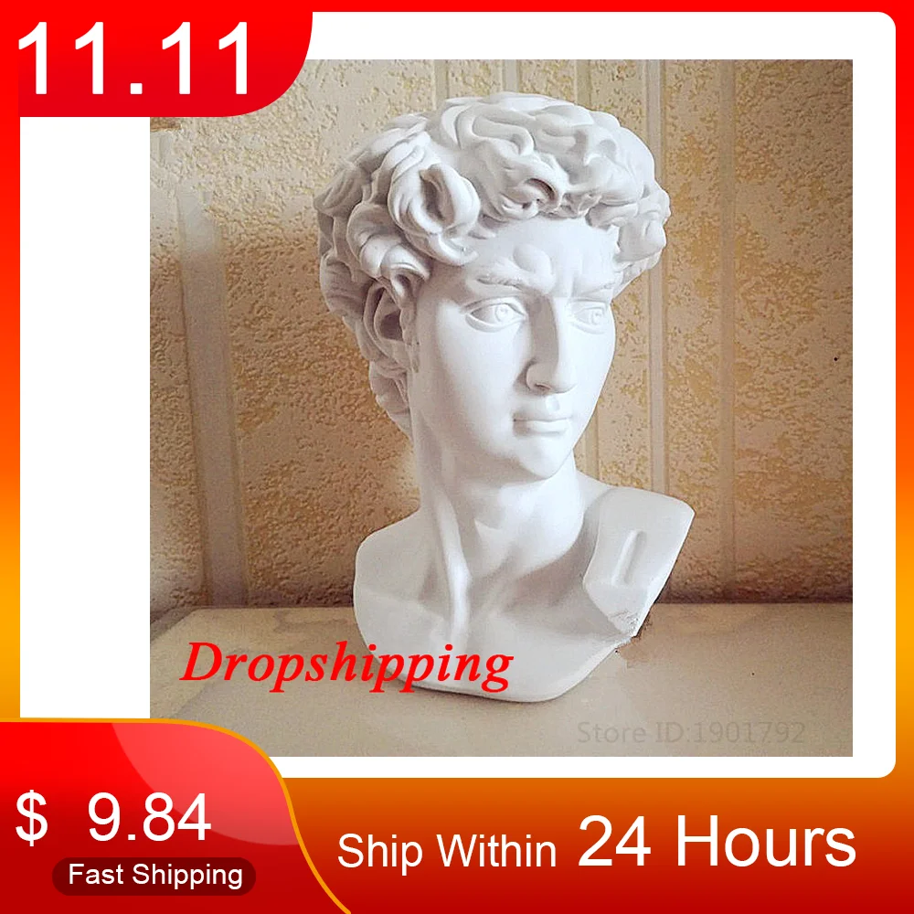 

David Head Portraits Bust Mini Gypsum Statue Michelangelo Buonarroti Resin Art&Craft Sketch Practice for Home Decoration Resin