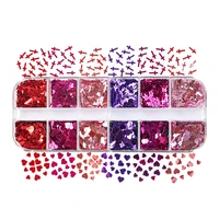 6 colors 2 shapes nail glitter flakes cross heart shaped sequins for nails sparkly holographic decals colorful nail supplies tip