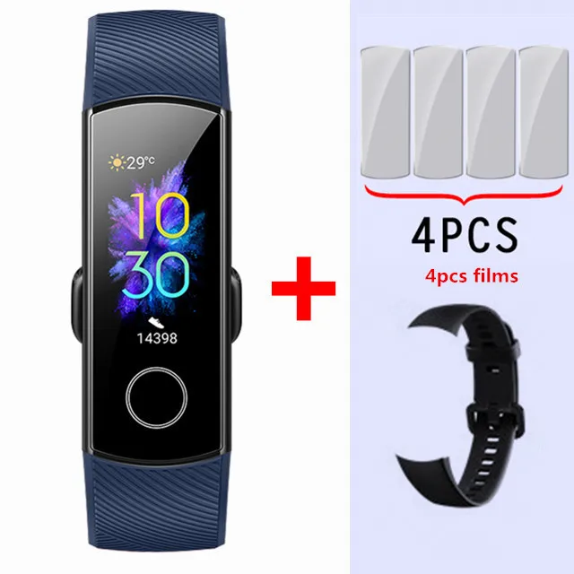 blue add black Умный Браслет huawei Honor Band 5, Оксиметр крови, кислород, волшебный цвет, сенсорный экран, для плавания, для обнаружения сердечного ритма, сна, сна - Цвет: blue add black