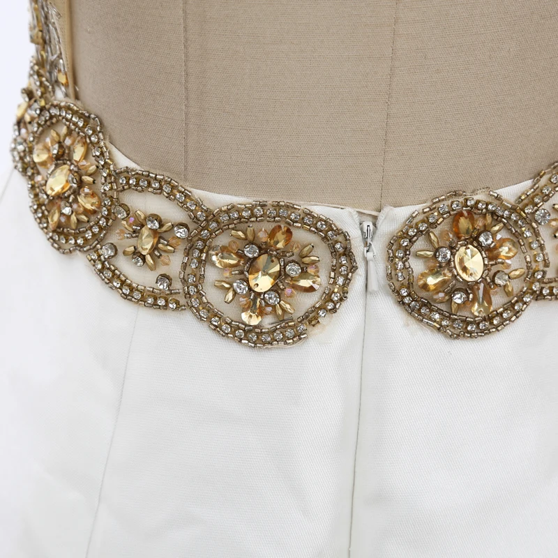 Kisswhite Bridal Stock Clean High Neck Prom Evening Dresses Long Gold Beads Mermaid One Instock 20210223-011
