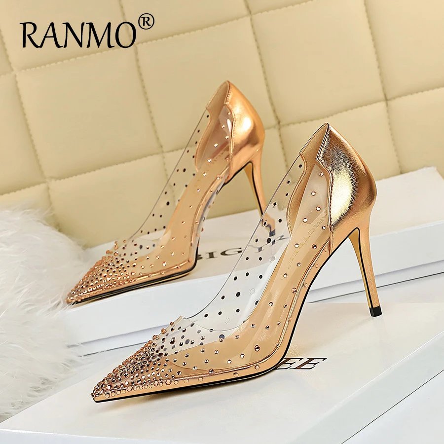 

2020 знакомство Обязательный аксессуар на высоких шпильках с закрытым острым носком прозрачная задняя часть