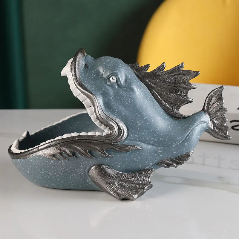 

Big Mouth Storage Figurine Key Bowl Resin Candy Dish Home Decoration Dinosaur Lantern Fish Frog FAS6