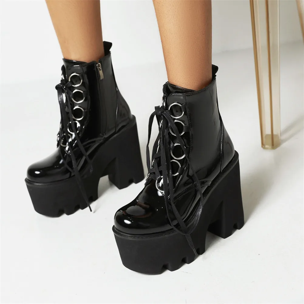 

SARAIRIS Fashion Solid Concise Comfy Platform Women Shoes Great Quality Zipper Square Heel Modern Weomen Boots