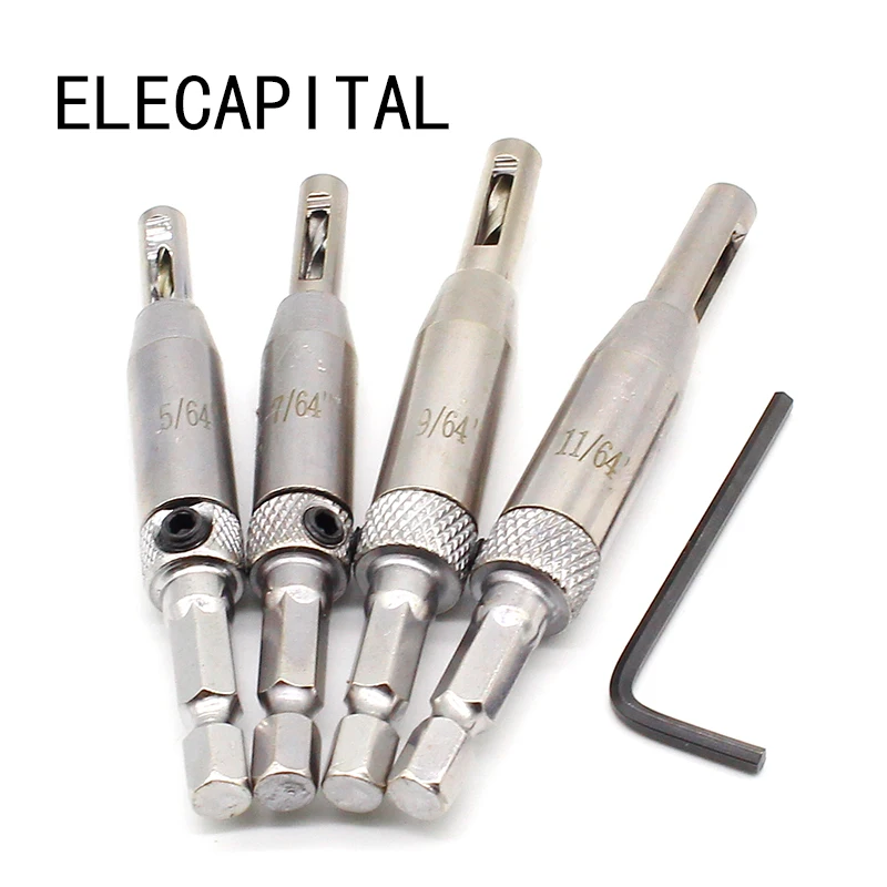 Набор сверл с самоцентрирующимися петлями HSS 4 шт. набор для дверного шкафа 5/64