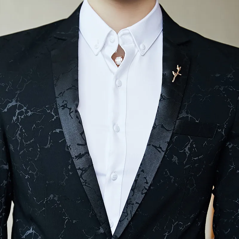 

2021 New Men Suit Jacket Fashion Jacquard Printing Men's Casual Wedding Blazer Stage Party Business Casual Slim Fit Blazer S-3XL