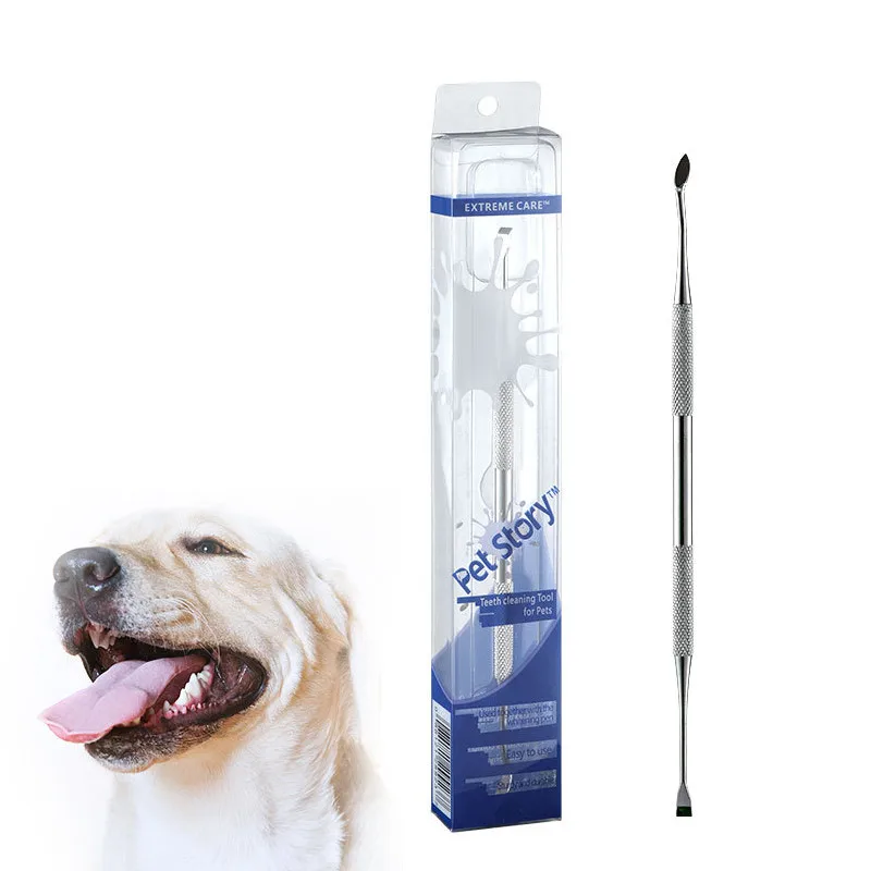 

Pet Dog Toothbrush Stainless Steel Double Head Tooth Cleaning Tool Brush Bad Breath Tartar Teeth Care for Dog Cat Supplies