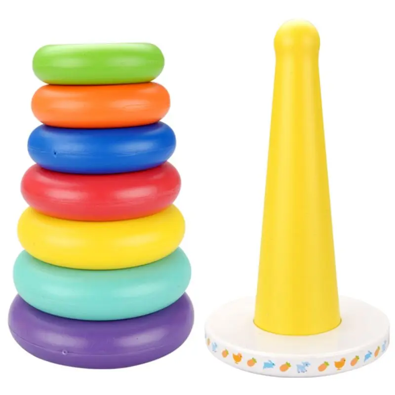 

Music Rainbow Tower Tumbler Layer Stacking Seven-Color Rings Children Stacking Rings Baby Stacked Toys 634F