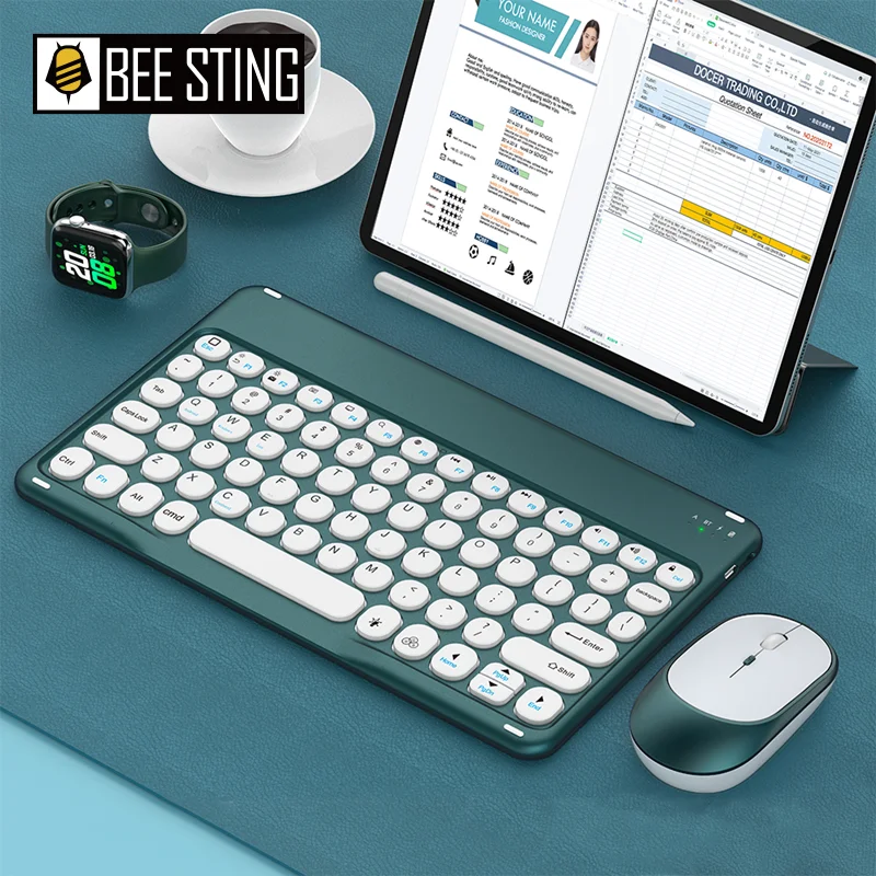bluetooth keyboard mouse french arabic spanish teclado sem fio for android samsung windows ipad phone tablet wireless keyboard free global shipping